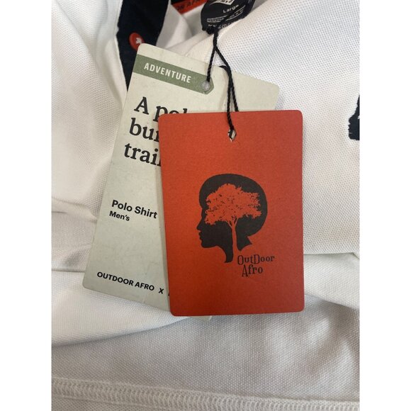 Outdoor Afro Men's Classic Fit Button Up White Polo Shirt Sz L - NWT - Picture 8 of 9